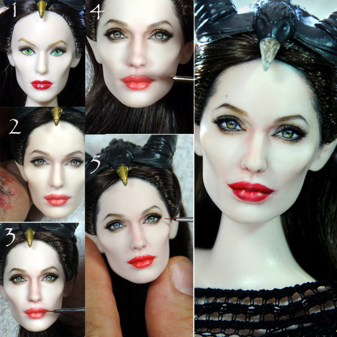 angelina_jolie_maleficent_doll_repaint_process_by_noeling-d7p7p6c